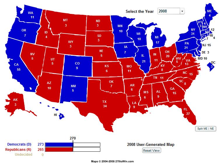 United States Map 2008